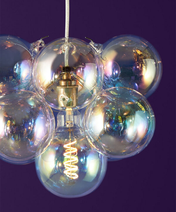 Small White Sparkle Iridescent bubble chandelier
