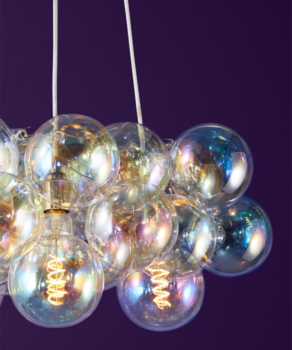 Medium White Sparkle Iridescent bubble chandelier