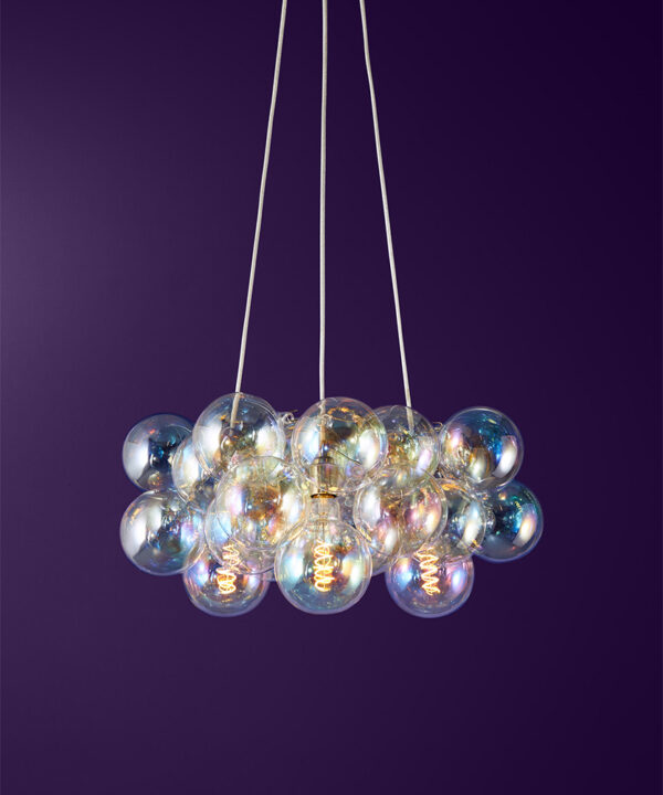 Medium White Sparkle Iridescent bubble chandelier