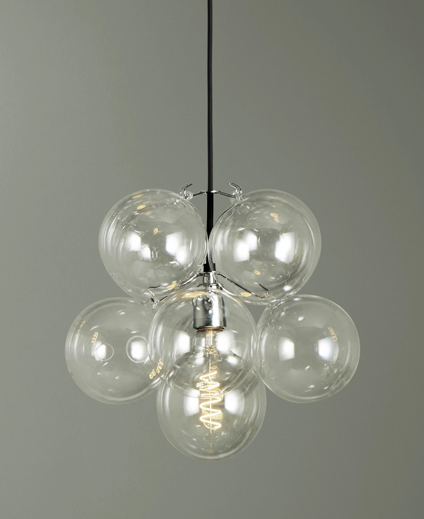 Small Chrome Clear Bubble Chandelier | Dowsing & Reynolds