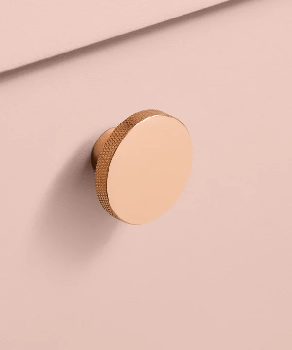 Polished Copper Modernist knurled knob