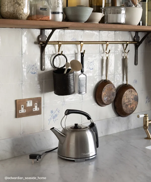 An Antique Brass Double Socket in a country style kitchen
