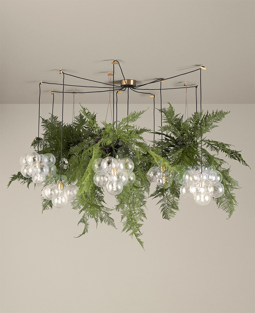 Gold Fern bubble chandelier