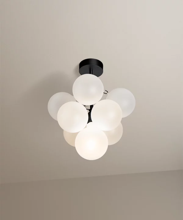 Black low-rise frosted mini bubble chandelier