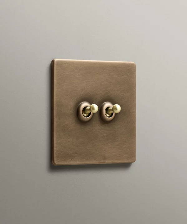 antique brass double 2 gang toggle dolly switch