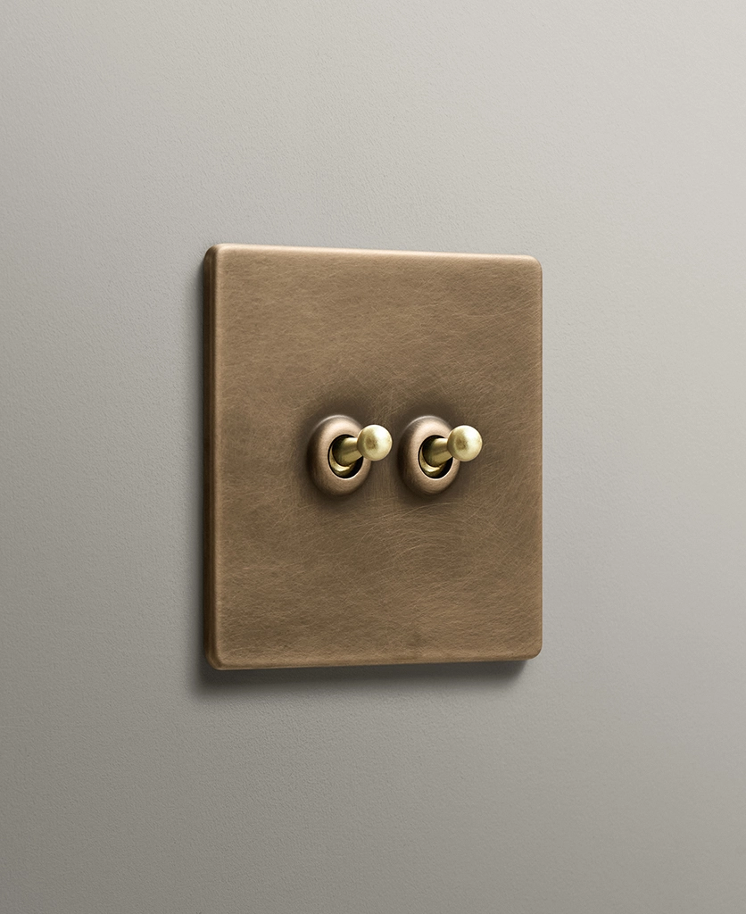 antique brass double 2 gang toggle dolly switch