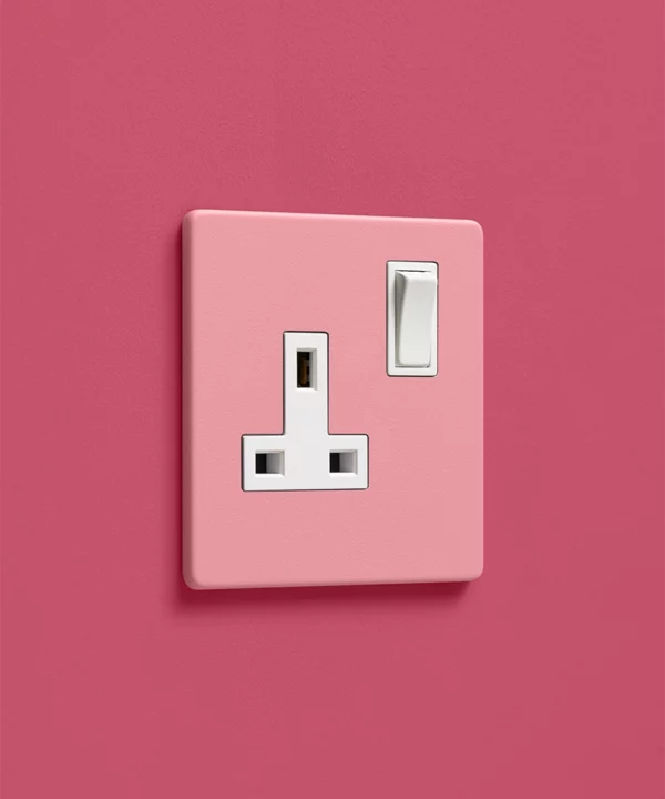 bright pastel pink single 1 gang plug socket