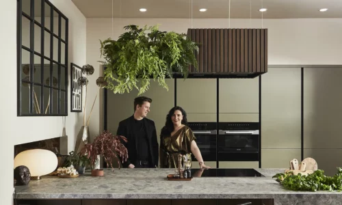 pale sage green units with Ally & James Dowsing Reynolds