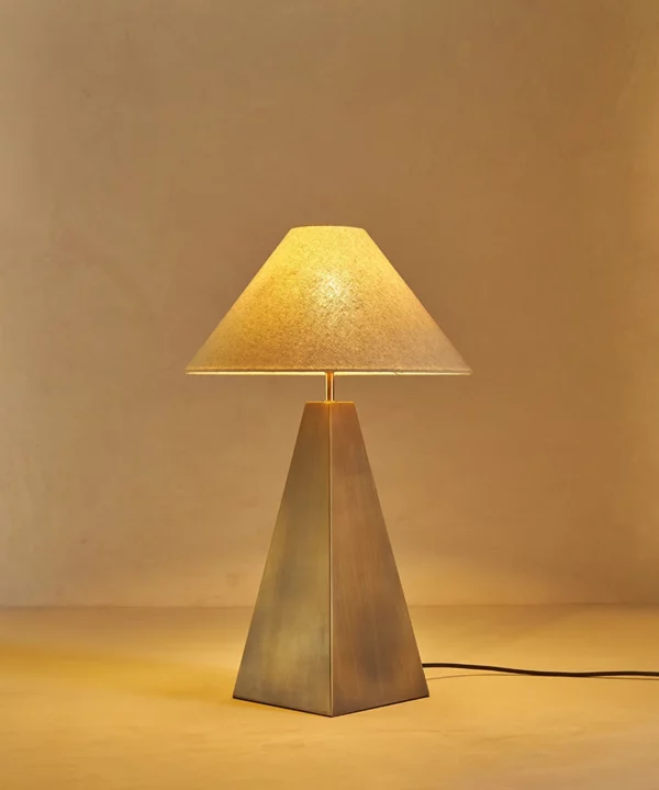 antique brass statement pyramid table lamp
