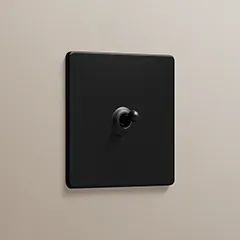 black single toggle switch on a neutral wall