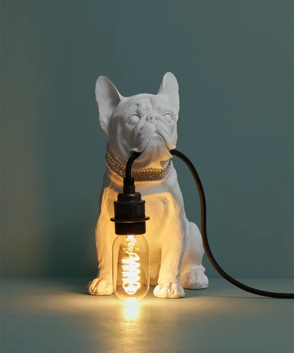 animal table lamp white French bulldog lamp