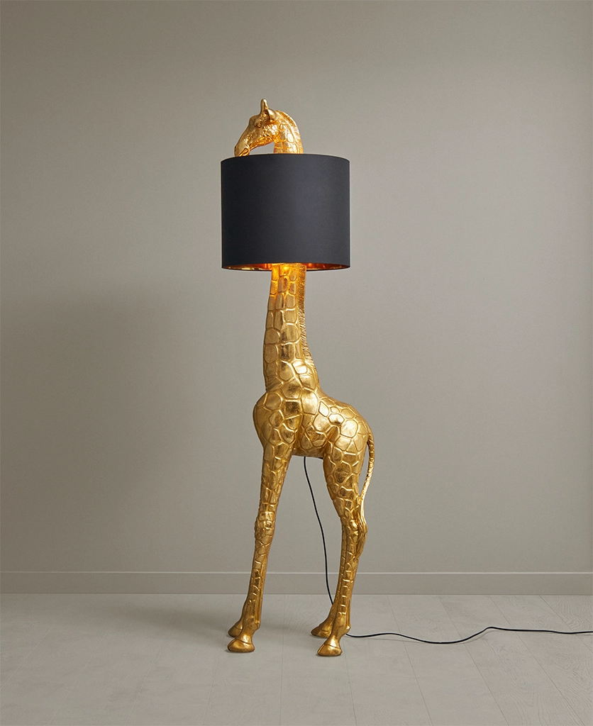 giraffe gold floor lamp wit black lampshade