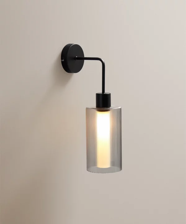 glass wall light with ribbed glass