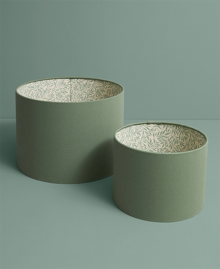 Sage Green Geometric Lampshades Set Of 2 - Drum Style Shade For Table & Floor Lamps