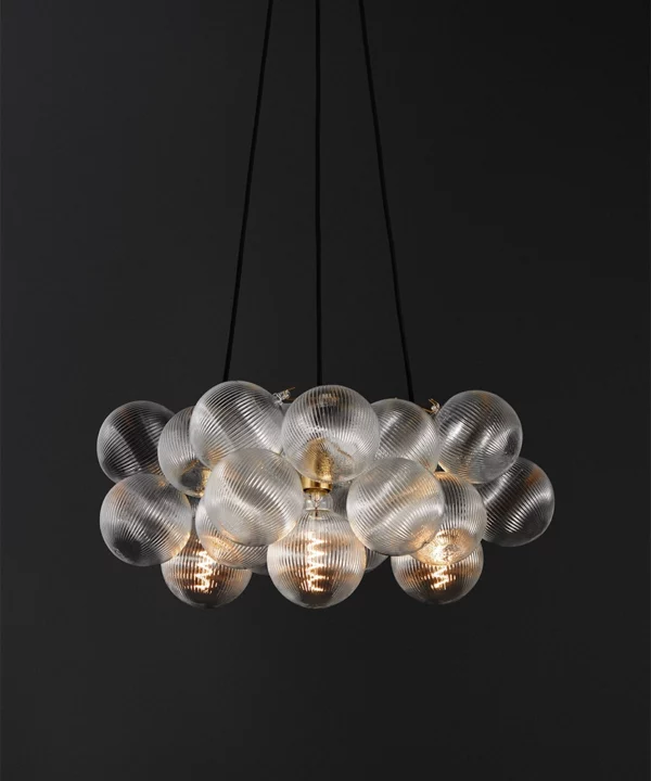 fluted bubble chandelier with ribbed baubles and bulbs