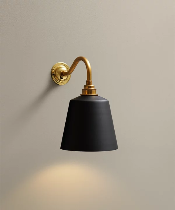 industrial lighting wall light with metal spun lampshade
