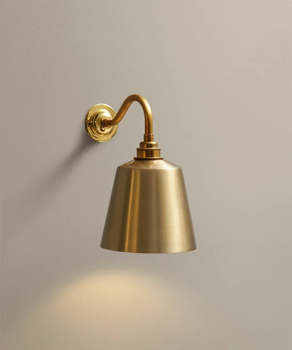 gold wall light with metal shade