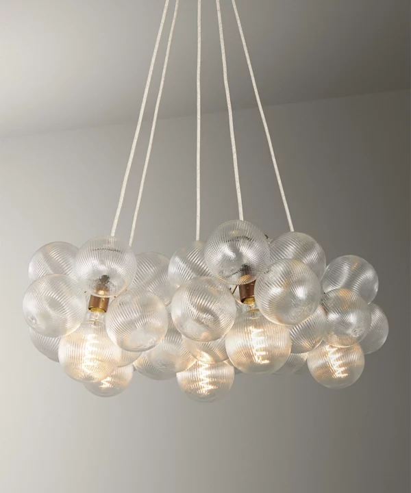 ribbed glass antique brass chandelier
