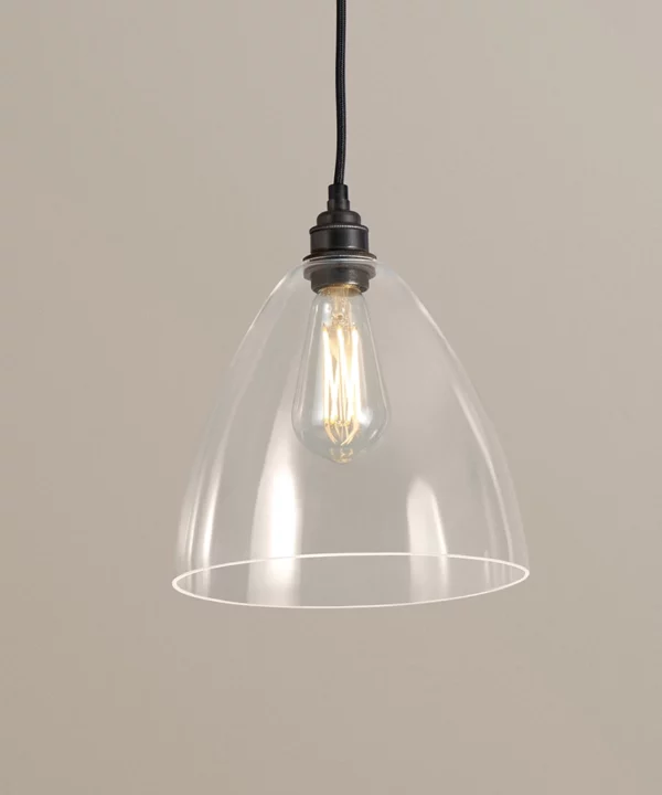 Dorothy vintage style glass pendant light with fabric cable