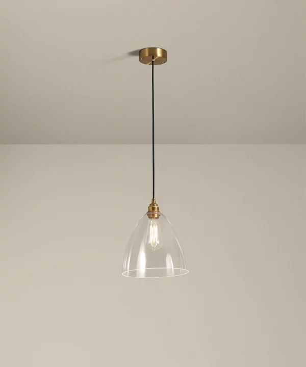 clear glass pendant light with fabric cable