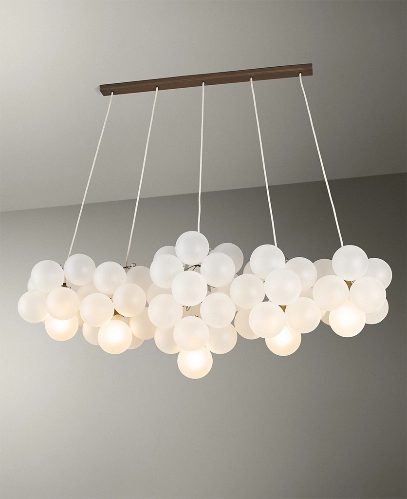 antique brass frosted bubble cloud light