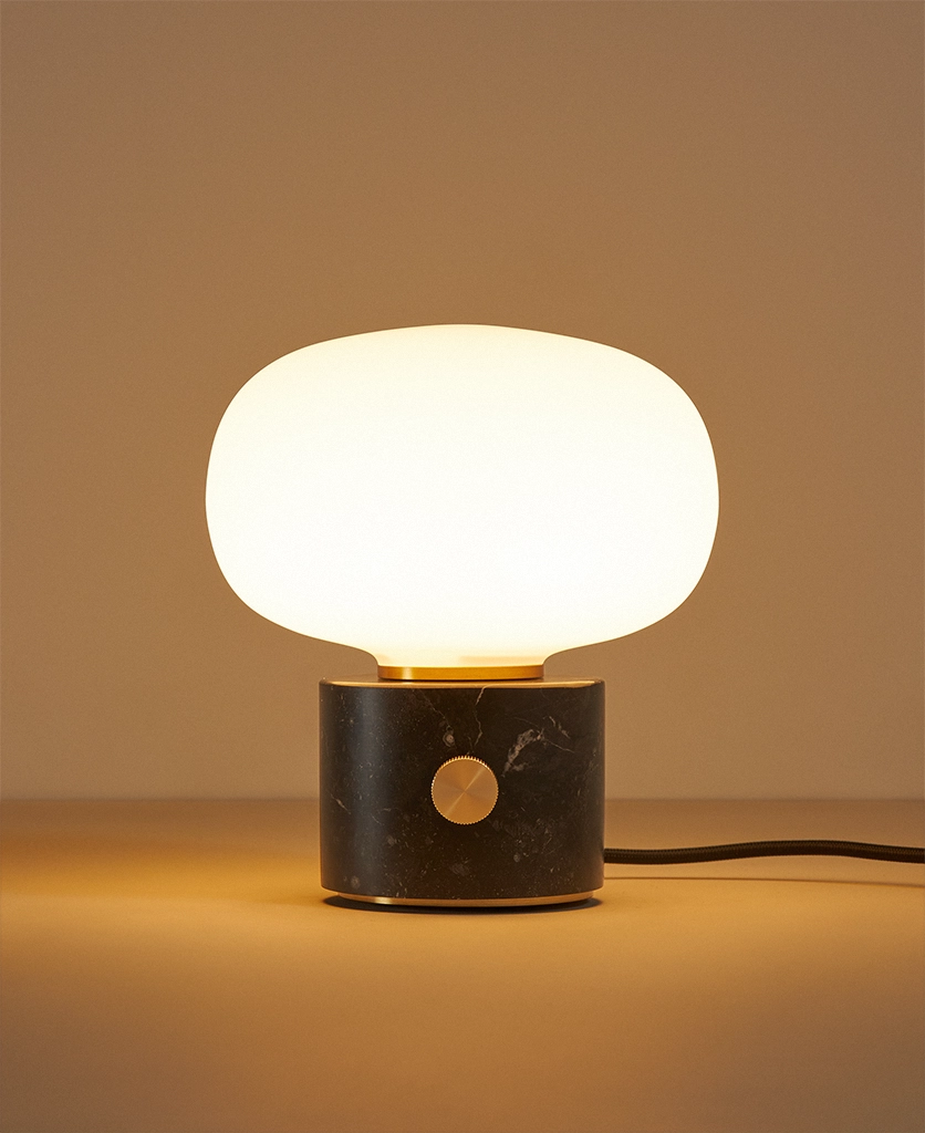 small dimmable table lamp with black marble base
