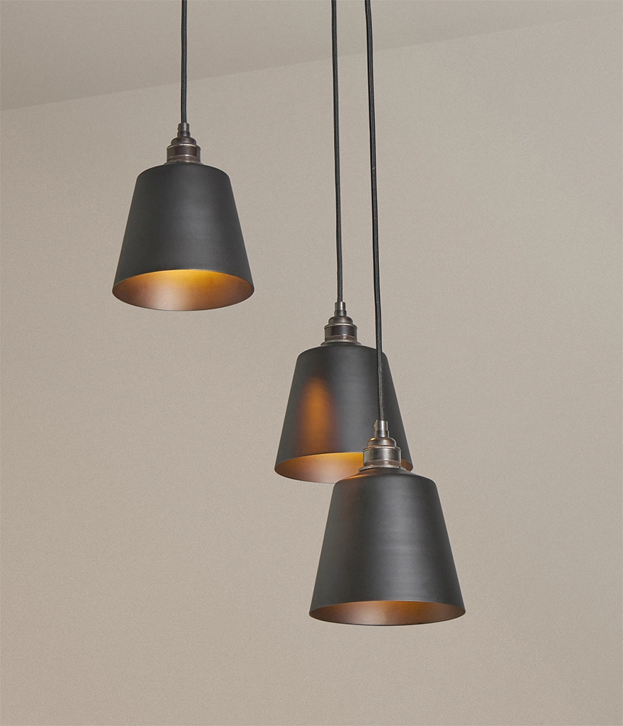 Black 3 pendant cluster light with metal bell shade