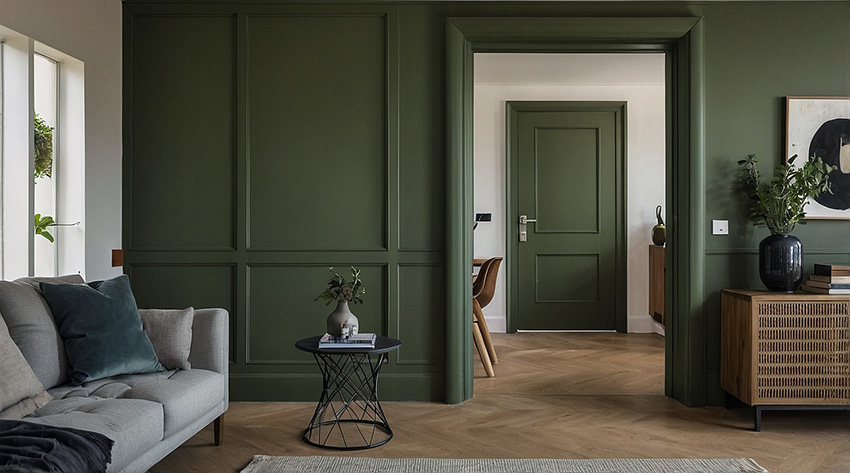 Modern English home with Olive Green internal door