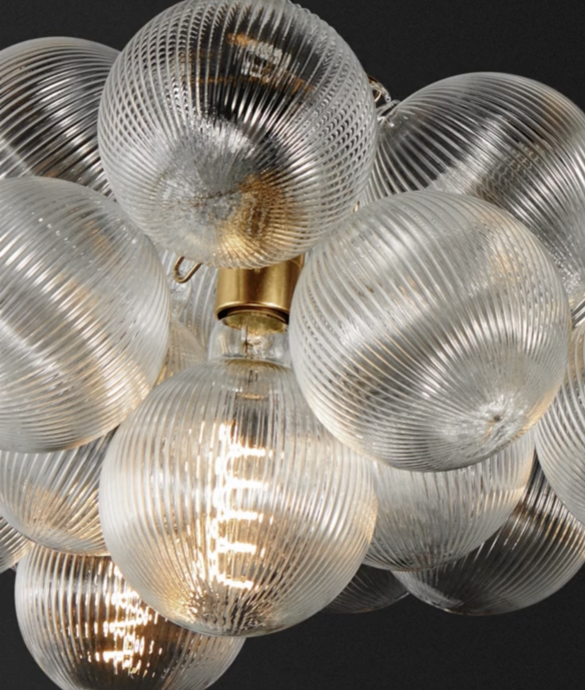 fluted bubble chandelier close up