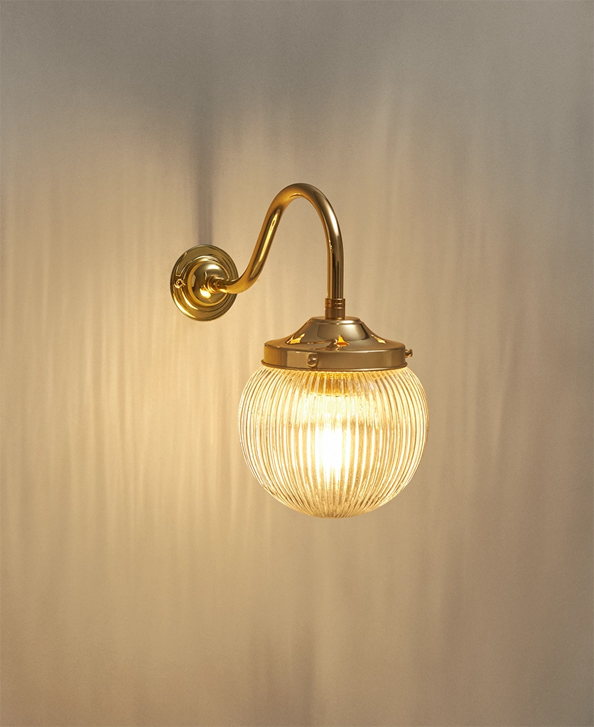 gold fluted glass wall light