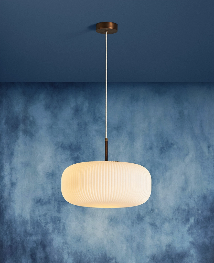 Antique Brass Nuvia frosted single pendant