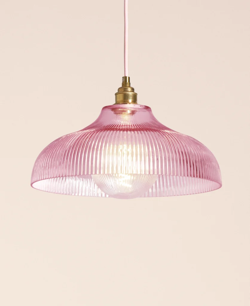 pink vivette ribbed glass pendant light