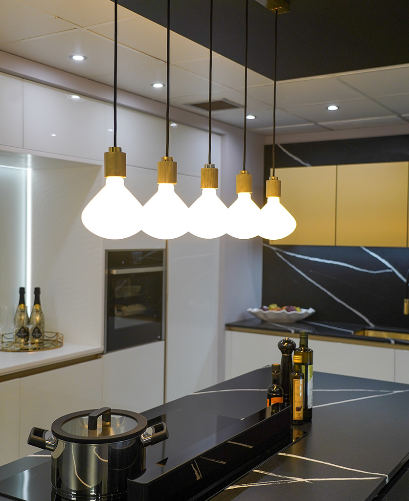 Lanesborough multi pendant over a kitchen island